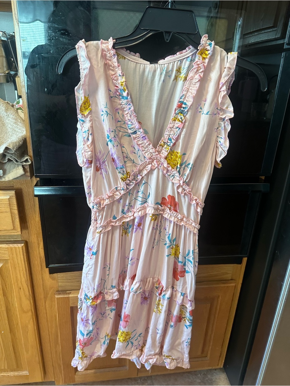 NWT Luna Chix Pink Floral Ruffle V-Neck Sundress